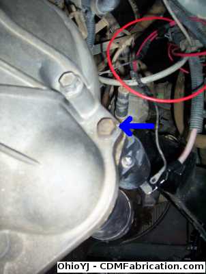 Remove the top bolt hold the starter