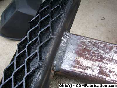 Using Expanded Metal On top of the rock sliders for grip